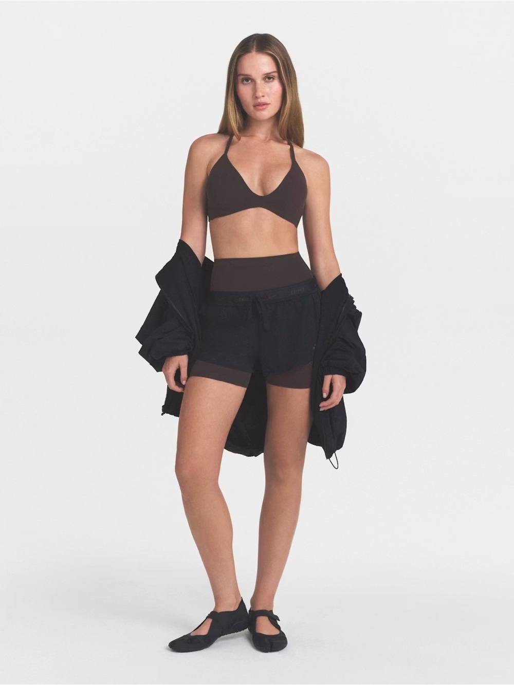 NikeSKIMS STUDIO STRETCH T-BACK TRIANGLE BRA LIMITED EDITION: DARK ROAST XS